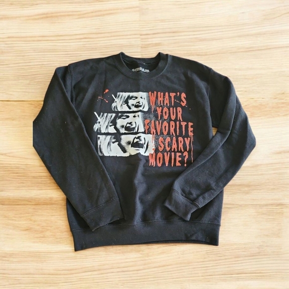 SCREAM SM "What's Your Favorite Scary Movie" Ghostface Pullover Sweater - Picture 1 of 6